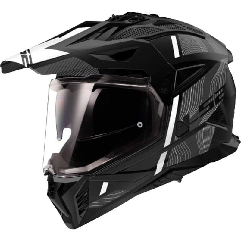Casco de moto de enduro LS2 MX702 PIONEER II HILL negro mate y blanco