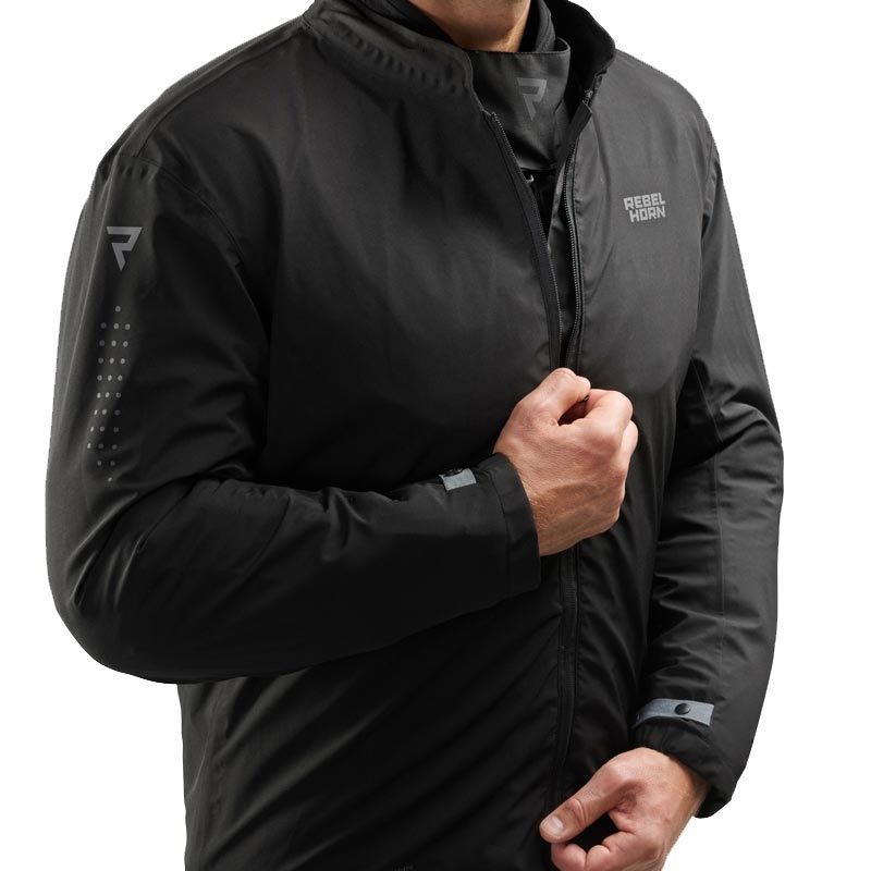 Chaqueta de moto Rebelhorn Hiker IV negra-gris oscuro-roja