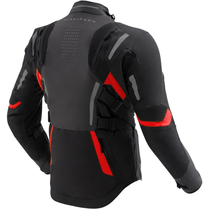 Chaqueta de moto Rebelhorn Hiker IV negra-gris oscuro-roja