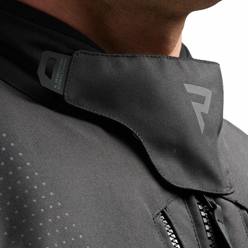 Chaqueta de moto Rebelhorn Hiker IV negra-gris oscuro-roja