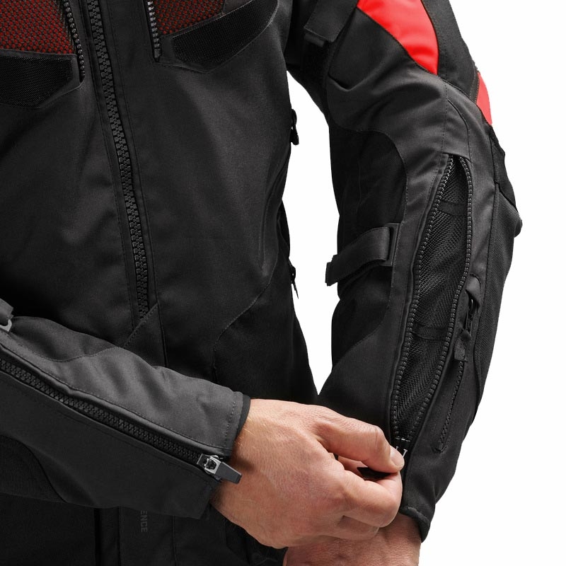 Chaqueta de moto Rebelhorn Hiker IV negra-gris oscuro-roja