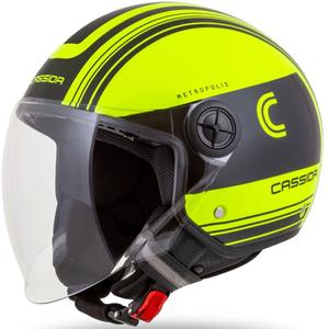Casco de moto abierto Cassida Handy Metropolis Safety amarillo fluo-negro-reflectante gris
