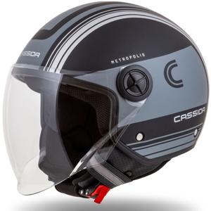 Casco de moto abierto Cassida Handy Metropolis Vision negro-gris reflectante
