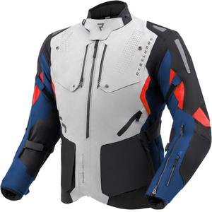 Chaqueta de moto Rebelhorn Hiker IV gris claro-azul-rojo