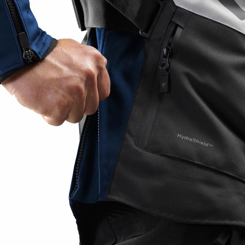 Chaqueta de moto Rebelhorn Hiker IV gris claro-azul-rojo
