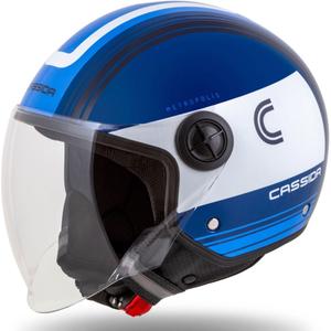 Casco de moto abierto Cassida Handy Metropolis Azul y Blanco