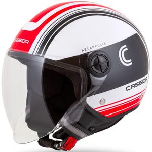 Casco de moto abierto Cassida Handy Metropolis negro-blanco-rojo