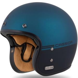 Casco abierto Cassida Eso Super Hooligan negro mate-azul metalizado