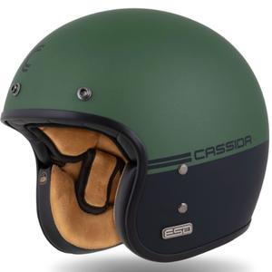 Casco abierto Cassida Eso Super Hooligan negro mate-verde metalizado