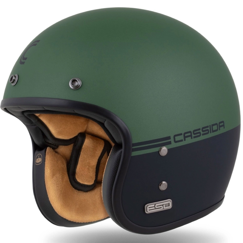 Casco abierto Cassida Eso Super Hooligan negro mate-verde metalizado