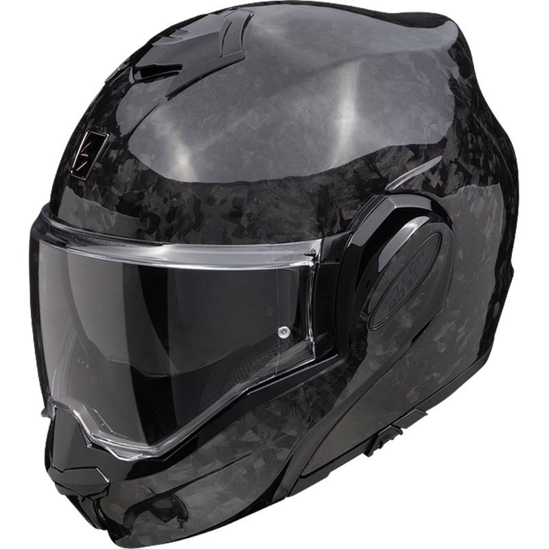 Casco de moto abatible Scorpion EXO-TECH EVO ONYX CARBON Solid, color negro.