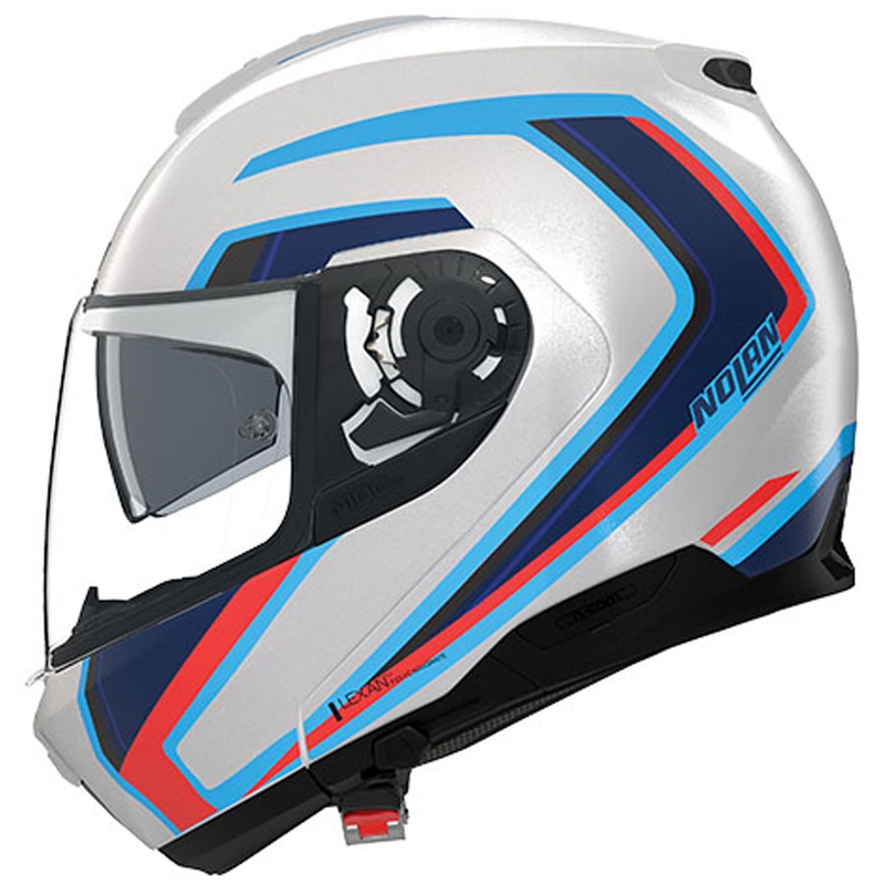 Casco de moto abatible Nolan N100-6 Radiante N-COM 358 blanco-gris-azul