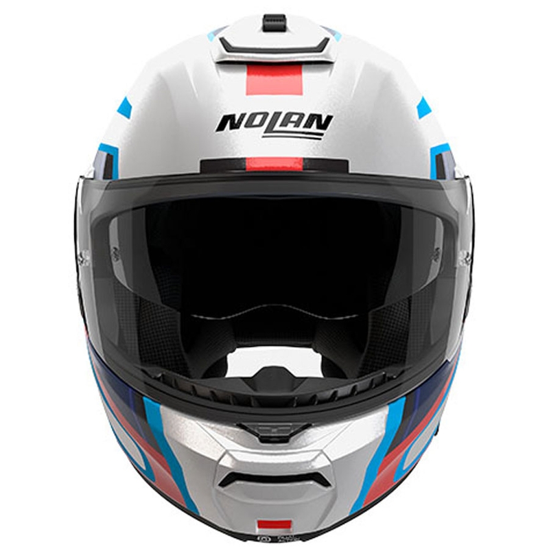 Casco de moto abatible Nolan N100-6 Radiante N-COM 358 blanco-gris-azul