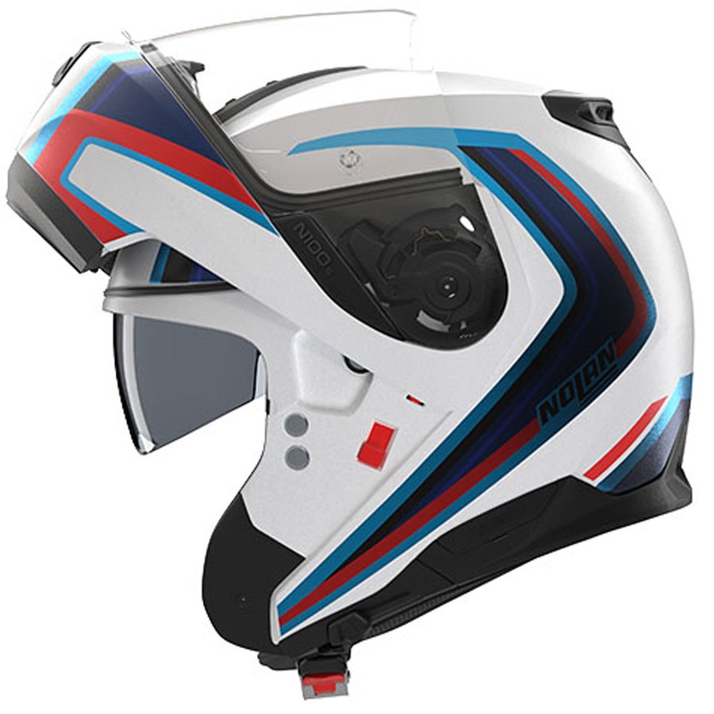 Casco de moto abatible Nolan N100-6 Radiante N-COM 358 blanco-gris-azul