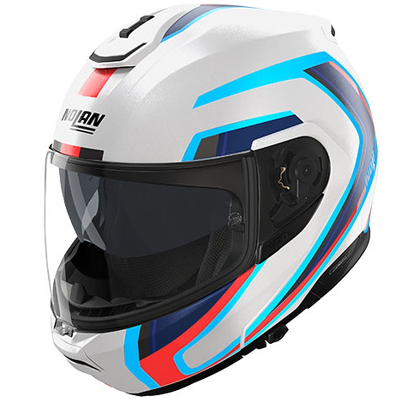 Casco de moto abatible Nolan N100-6 Radiante N-COM 358 blanco-gris-azul