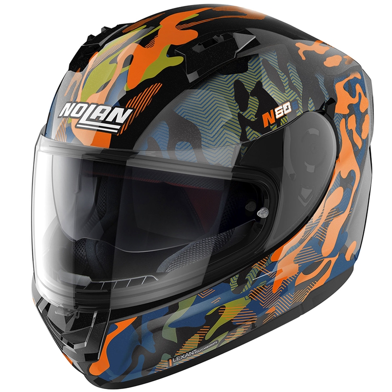 Casco integral de moto Nolan N60-6 Foxtrot 34 negro-naranja-azul