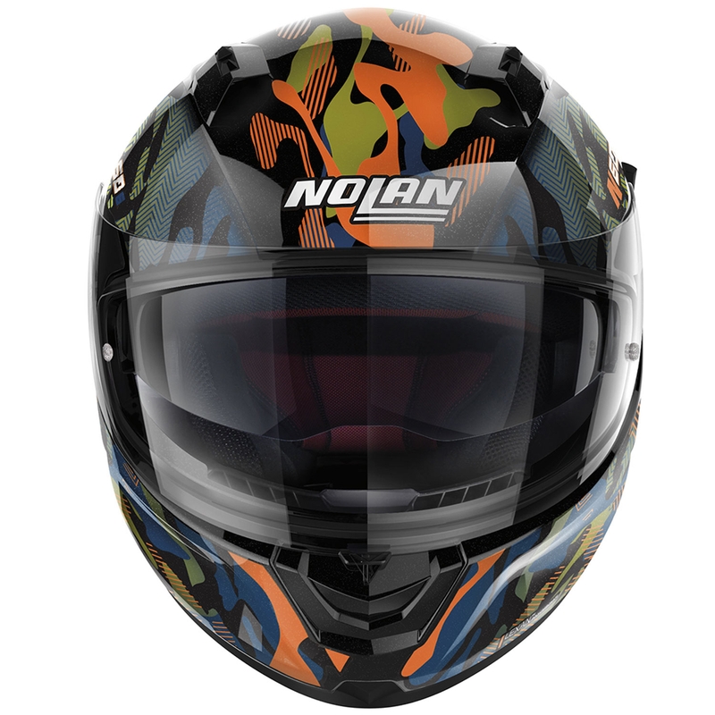 Casco integral de moto Nolan N60-6 Foxtrot 34 negro-naranja-azul