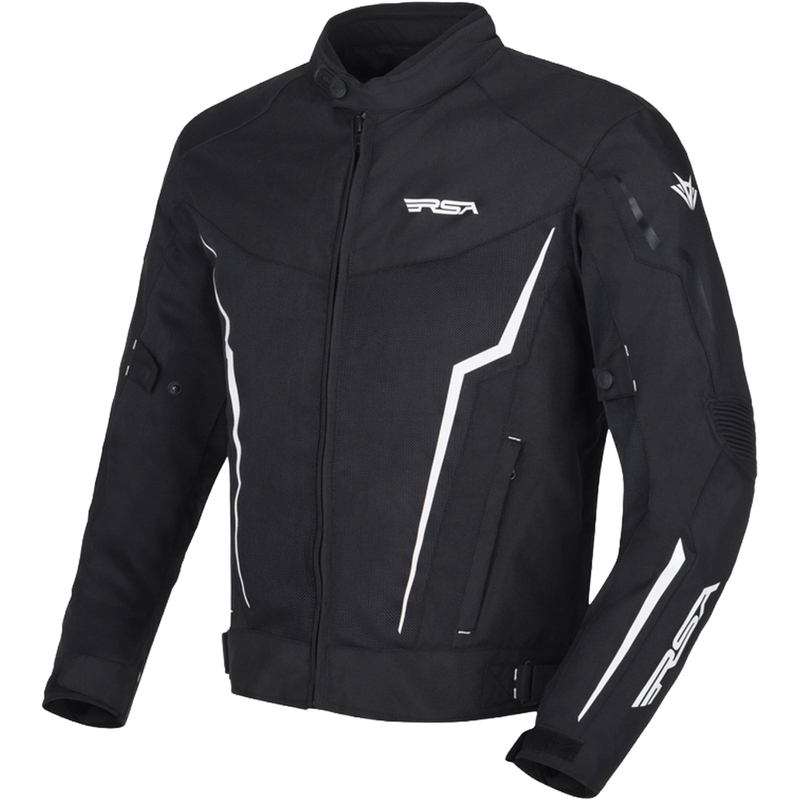 Chaqueta de moto blanca y negra RSA Bolt