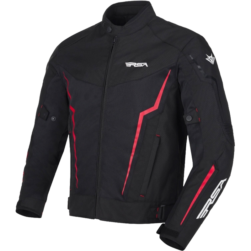 Chaqueta de moto RSA Bolt negro-blanco-rojo