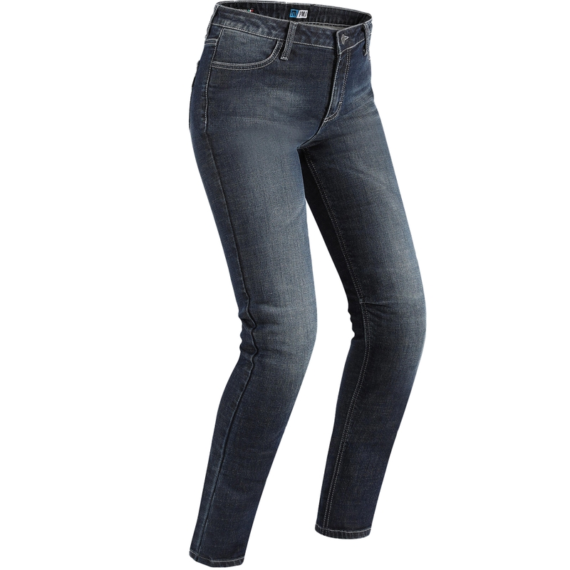 Vaqueros de moto para mujer PMJ Rider azul oscuro liquidación