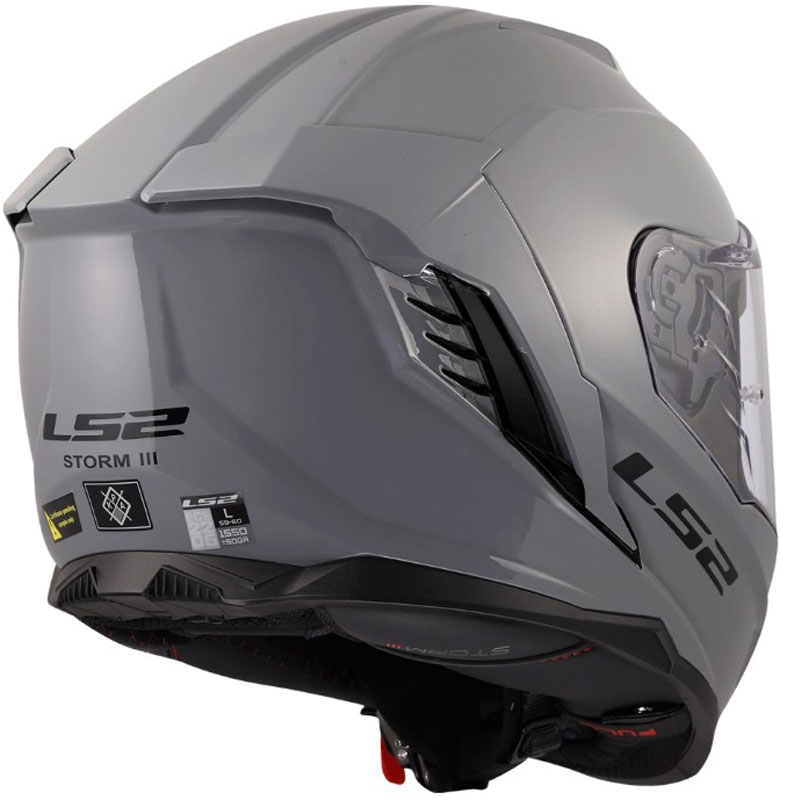 Casco integral de motocicleta LS2 FF818 Storm III Gris sólido brillante