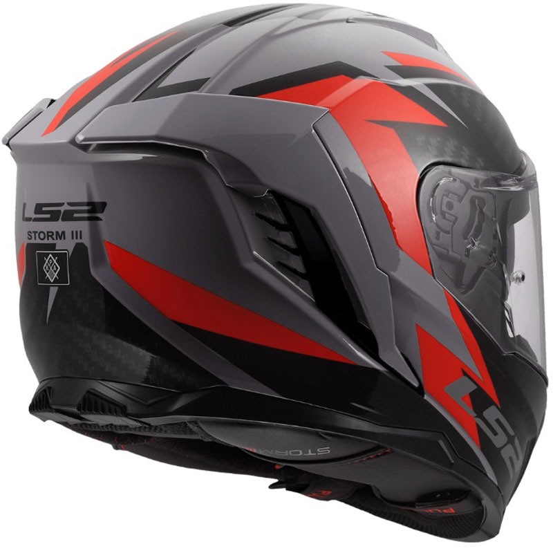 Casco integral de motocicleta LS2 FF818 Storm III Dynamo gris-rojo brillante