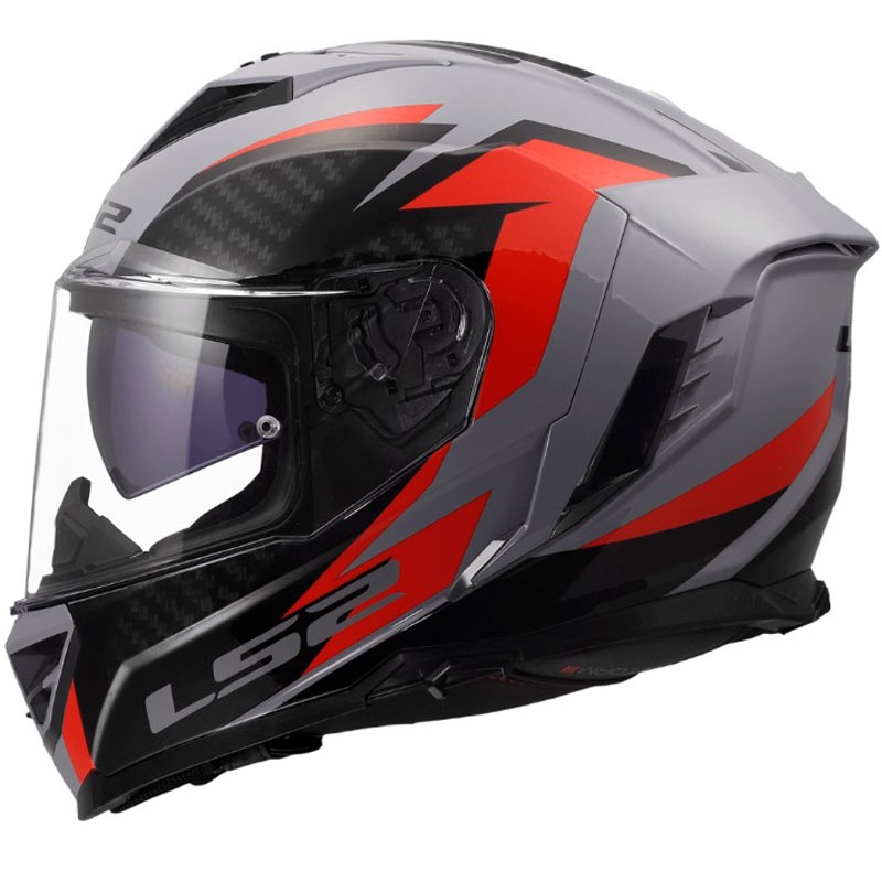Casco integral de motocicleta LS2 FF818 Storm III Dynamo gris-rojo brillante