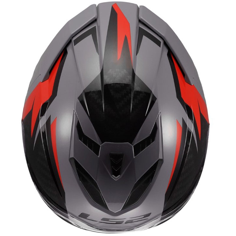 Casco integral de motocicleta LS2 FF818 Storm III Dynamo gris-rojo brillante