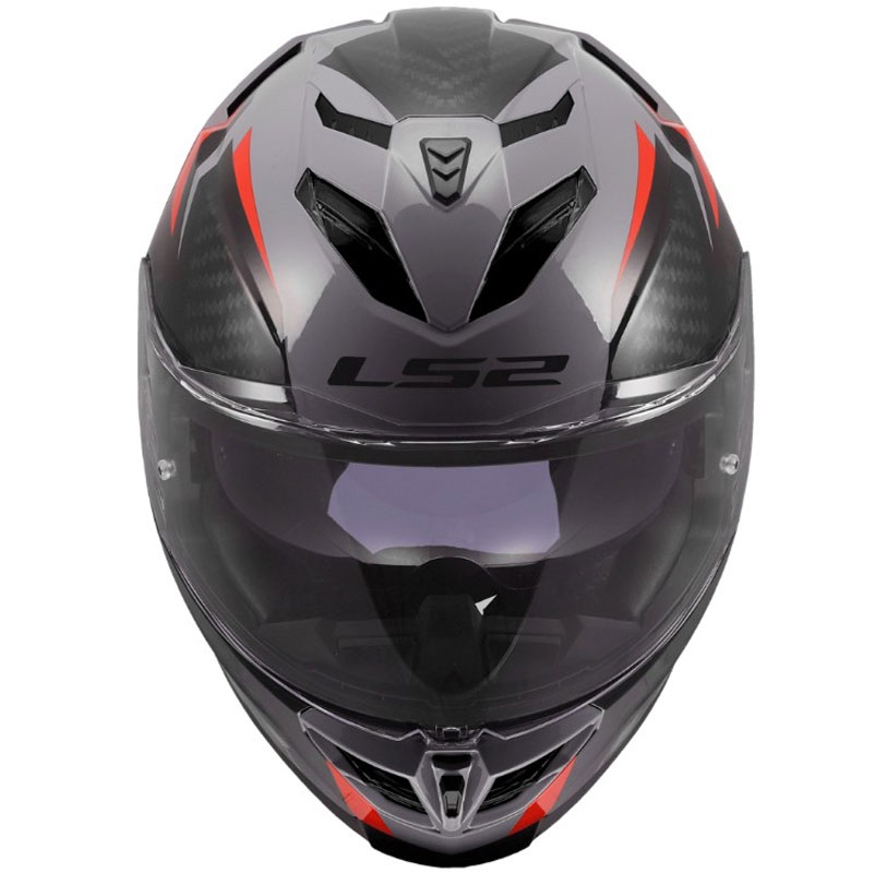 Casco integral de motocicleta LS2 FF818 Storm III Dynamo gris-rojo brillante