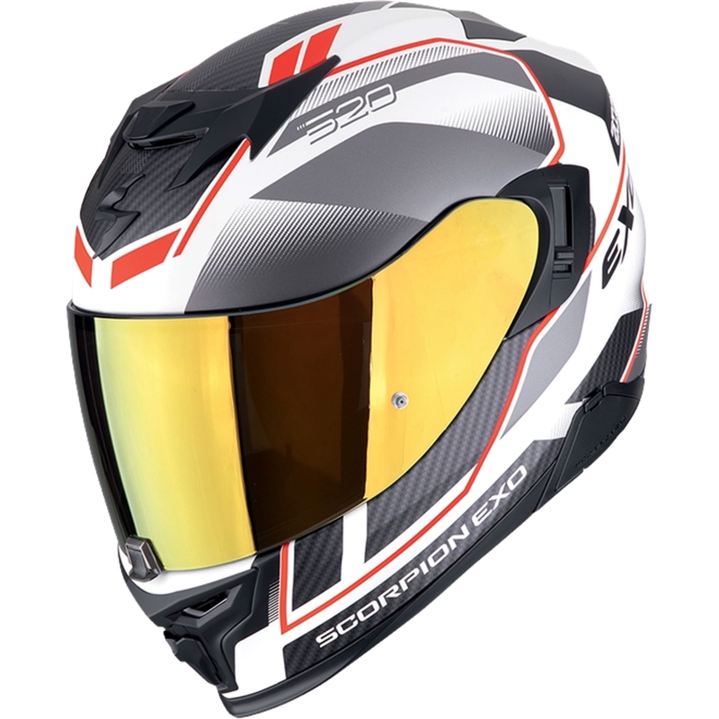 Casco integral de moto Scorpion EXO-520 EVO AIR LENA blanco-plata-rojo mate liquidación
