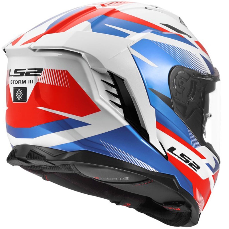 Casco integral de motocicleta LS2 FF818 Storm III Komai blanco-azul-rojo brillante