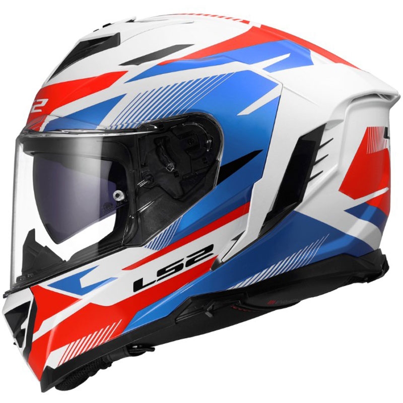 Casco integral de motocicleta LS2 FF818 Storm III Komai blanco-azul-rojo brillante