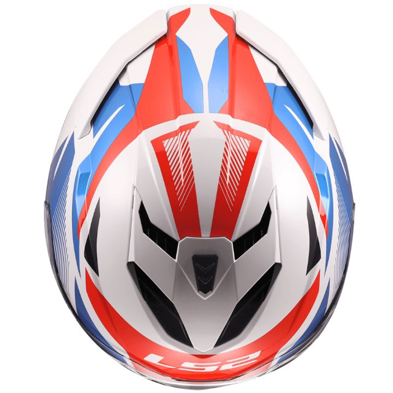 Casco integral de motocicleta LS2 FF818 Storm III Komai blanco-azul-rojo brillante