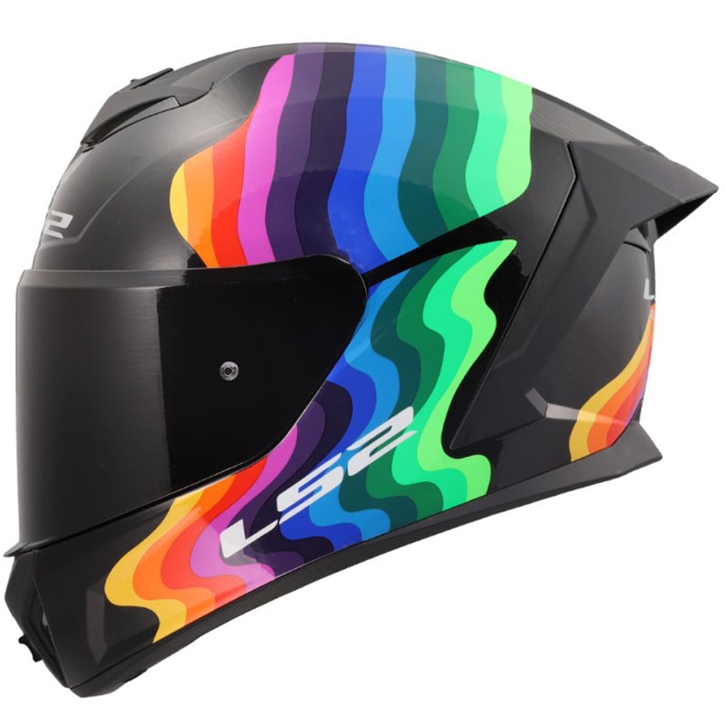 Casco integral de motocicleta LS2 FF820 Rapid III Flow negro brillante-multicolor