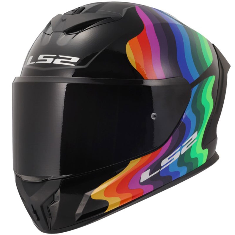 Casco integral de motocicleta LS2 FF820 Rapid III Flow negro brillante-multicolor