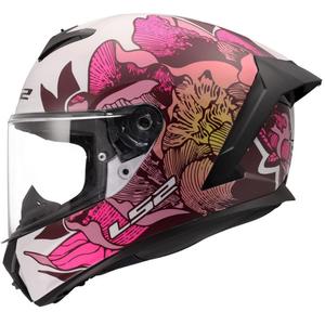 Casco integral de motocicleta LS2 FF820 Rapid III Poppies II blanco brillante-rosa