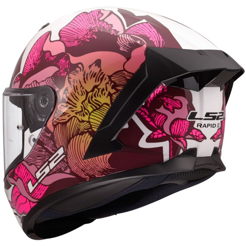 Casco integral de motocicleta LS2 FF820 Rapid III Poppies II blanco brillante-rosa
