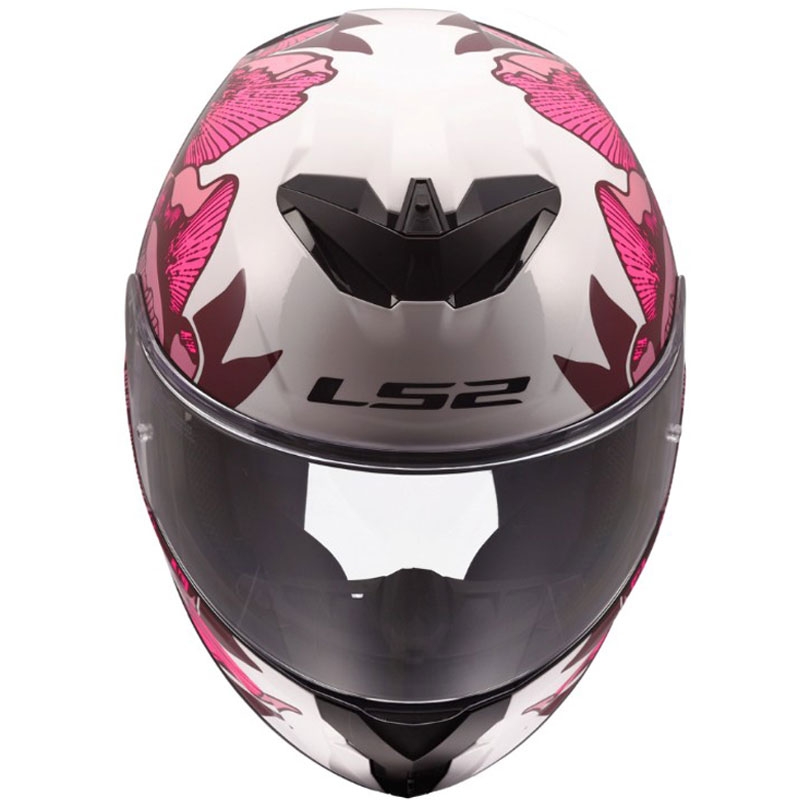 Casco integral de motocicleta LS2 FF820 Rapid III Poppies II blanco brillante-rosa