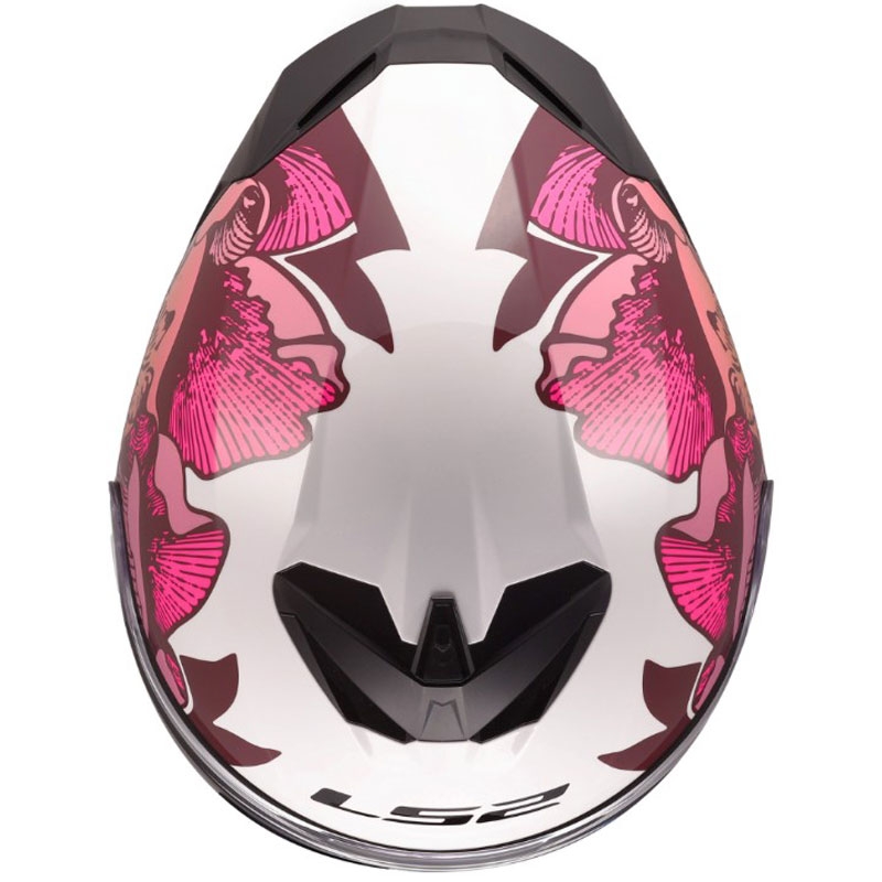 Casco integral de motocicleta LS2 FF820 Rapid III Poppies II blanco brillante-rosa