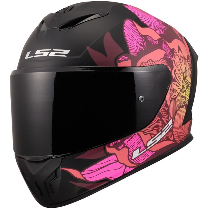 Casco integral de motocicleta LS2 FF820 Rapid III Poppies II negro mate-rosa