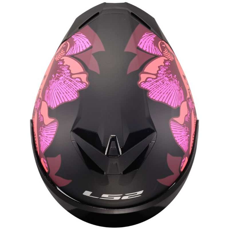 Casco integral de motocicleta LS2 FF820 Rapid III Poppies II negro mate-rosa