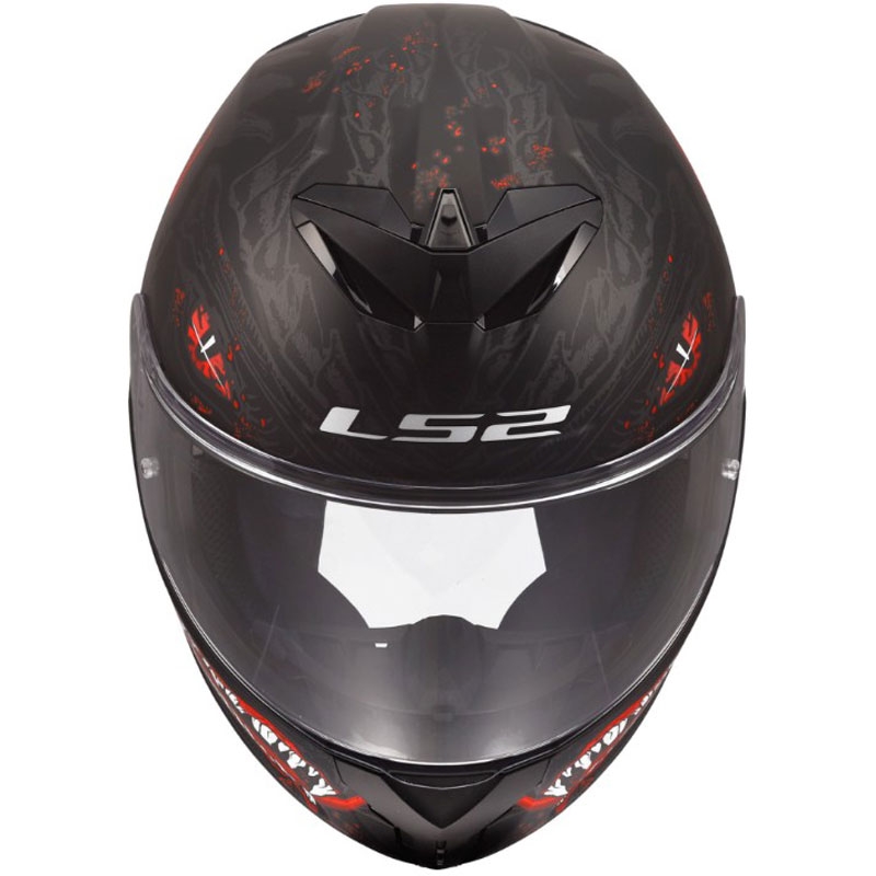 Casco integral de motocicleta LS2 FF820 Rapid III Kaiju II negro mate, rojo y blanco