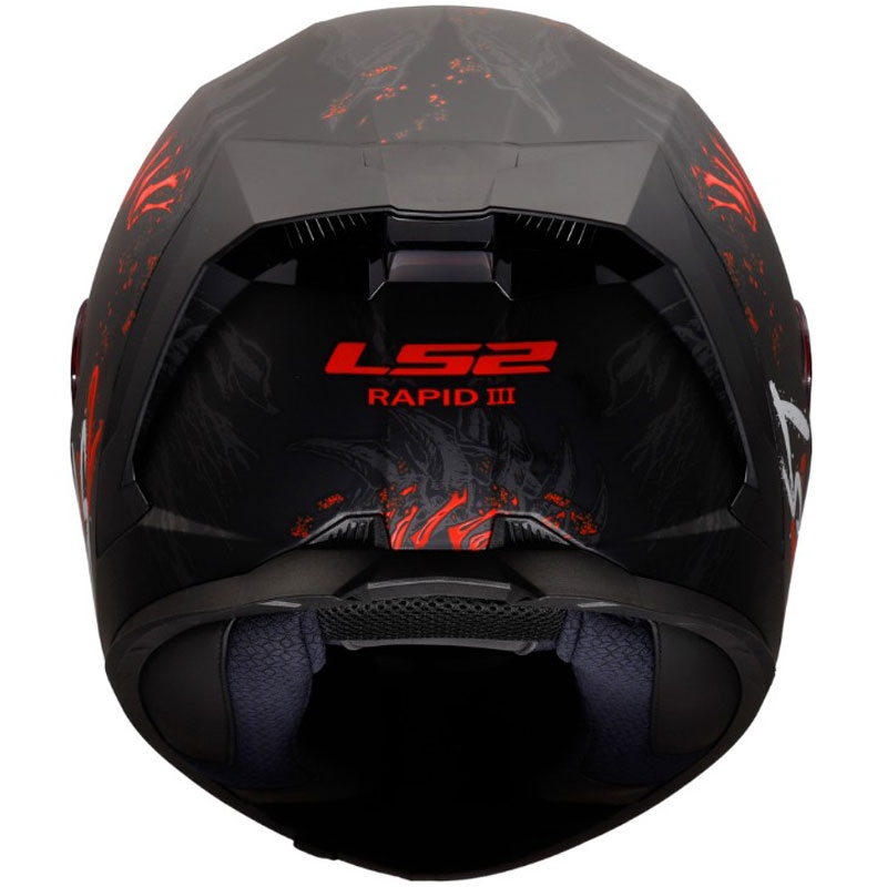Casco integral de motocicleta LS2 FF820 Rapid III Kaiju II negro mate, rojo y blanco