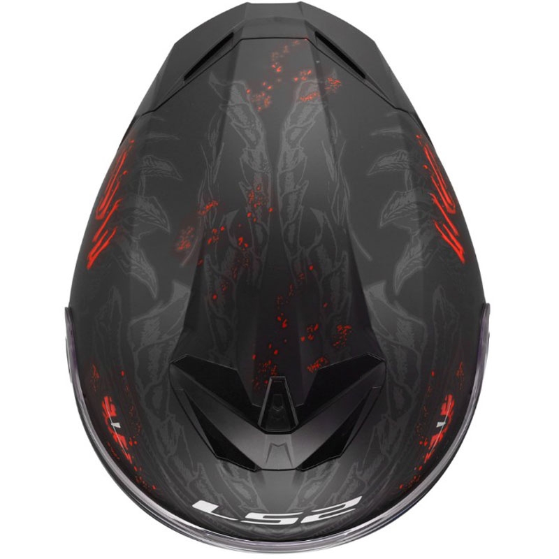 Casco integral de motocicleta LS2 FF820 Rapid III Kaiju II negro mate, rojo y blanco