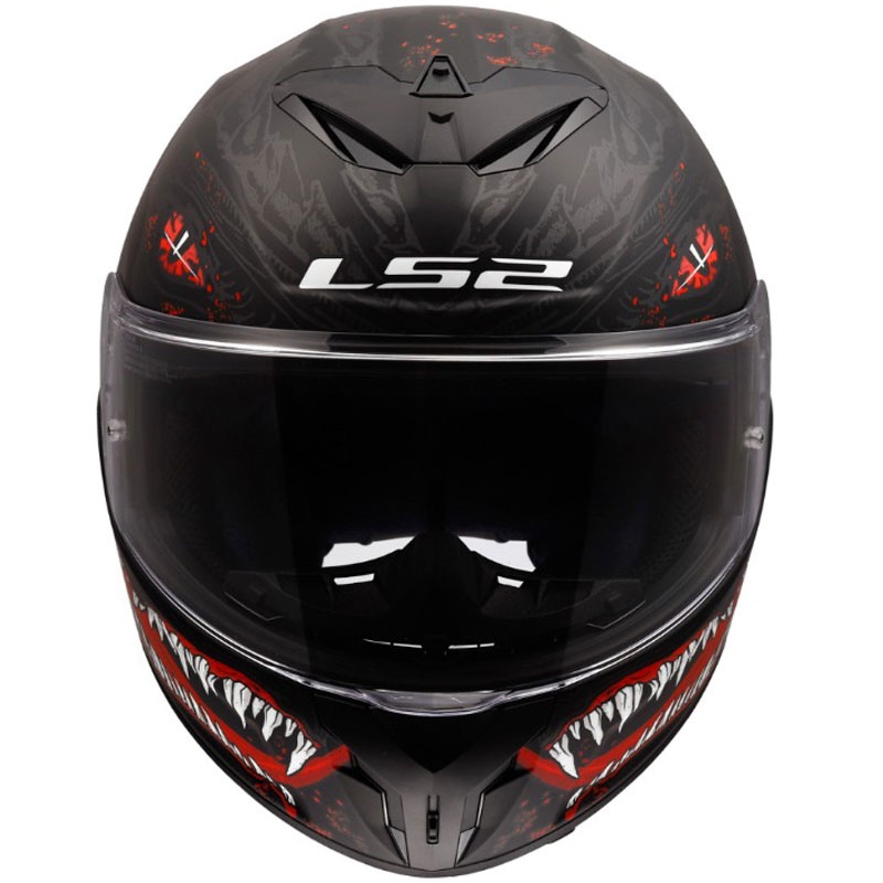 Casco integral de motocicleta LS2 FF820 Rapid III Kaiju II negro mate, rojo y blanco