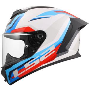 Casco integral de motocicleta LS2 FF820 Rapid III Hyper, blanco brillante, azul y rojo