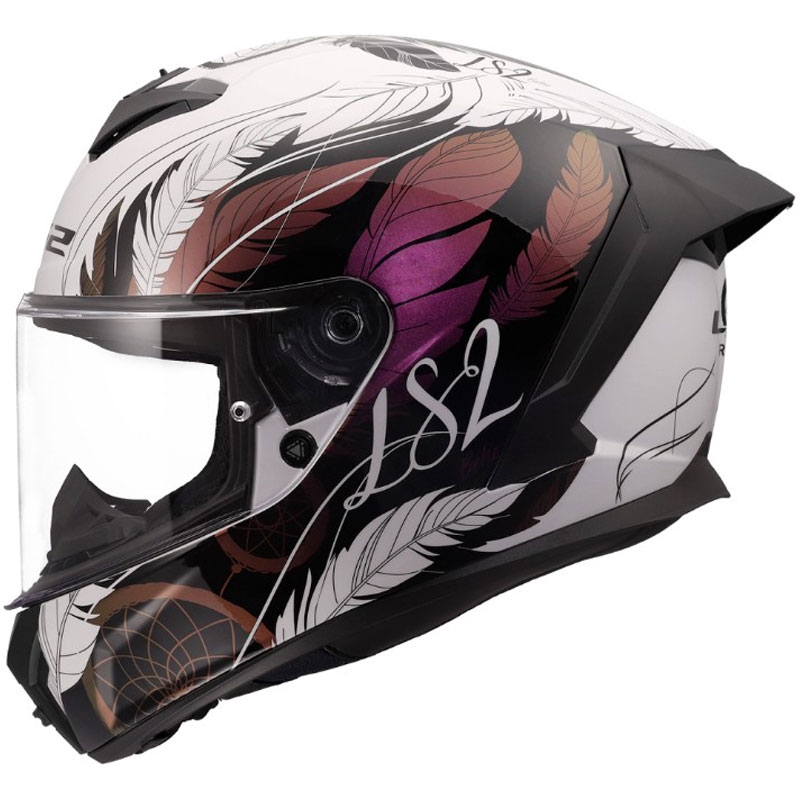 Casco integral de moto LS2 FF820 Rapid III Boho blanco-negro-rosa brillante