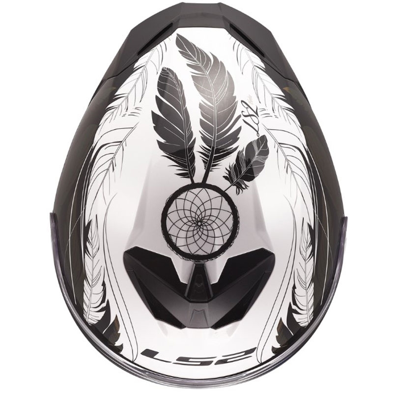Casco integral de moto LS2 FF820 Rapid III Boho blanco-negro-rosa brillante