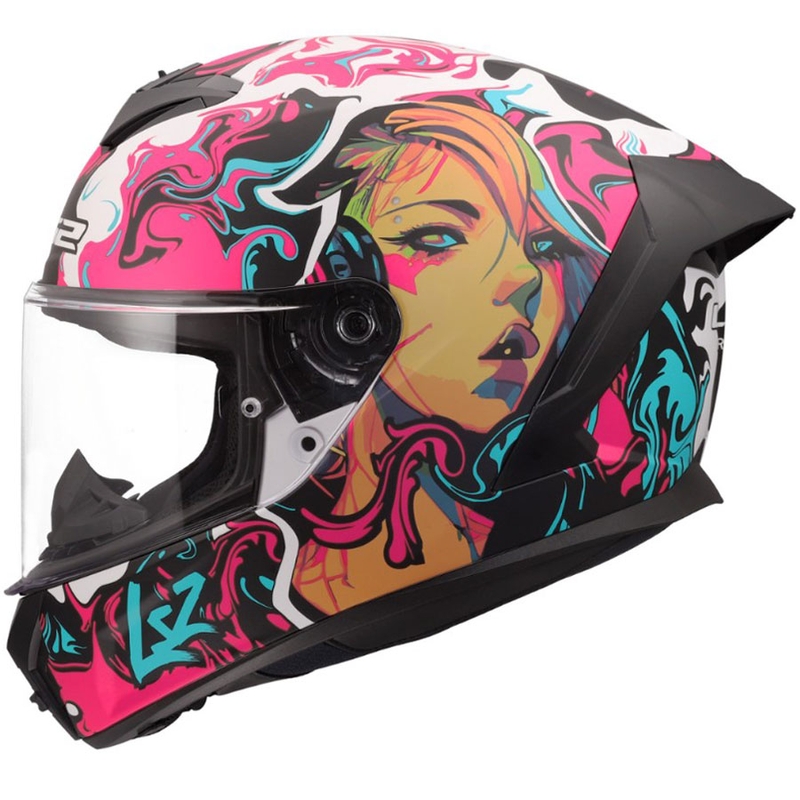 Casco integral de motocicleta LS2 FF820 Rapid III Cyberg en morado-azul-verde mate
