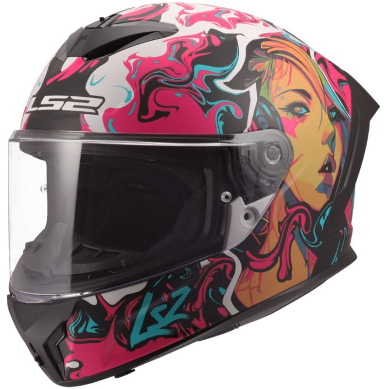Casco integral de motocicleta LS2 FF820 Rapid III Cyberg en morado-azul-verde mate